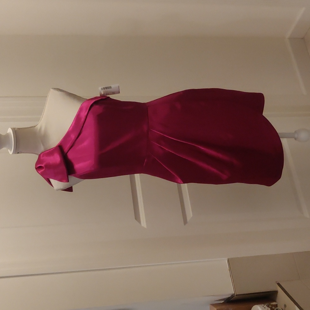 New!Aidan by Aidan MattoxSatin Bow One-Shoulder Mini Dress Sz 8 - Picture 4 of 16